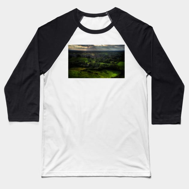 Sunset at Glastonbury Tor Baseball T-Shirt by Nigdaw